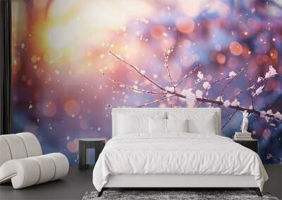 Blue Christmas background, snow background. Wall mural