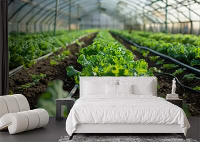 Close up of asparagus in the garden. Concept of harvesting vegetables in greenhouse Wall mural