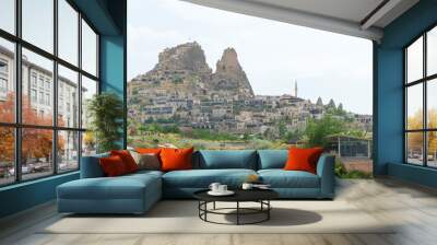 Cappadocia, Turkey. June 2, 2019: Uchisar Castle from the Pigeon Valley.  Wall mural