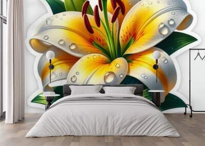 Flower stickers with space between them, nature photography, clean background - 0022 Wall mural