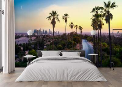 Sunset over downtown Los Angeles Wall mural