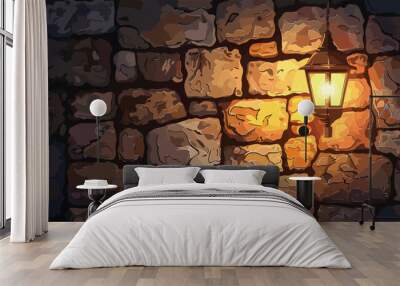 Stone Blank Wall Illuminated with Hanging Lamp Wall mural