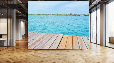 Wooden Pier in caribbean sea Wall mural