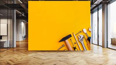 set of tools on a yellow background Wall mural