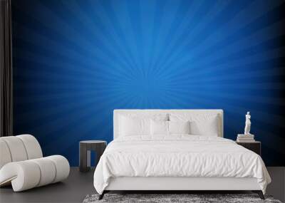 Sunburst Blue Retro Poster Wall mural