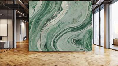 Various pastel color shades of green swirling and blending softly to one another, abstract wallpaper design Wall mural