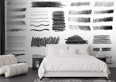 Charcoal and Graphite Pencil Art Brushes Vector Set. Wall mural