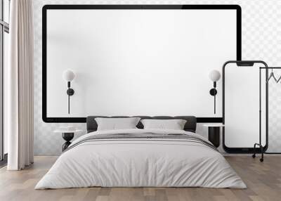 Computer Screen and Smart Phone Vector Illustration. Wall mural