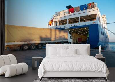 Ferry and Trucking Transportation - RO-RO Transport (Roll On/Roll Off) Wall mural