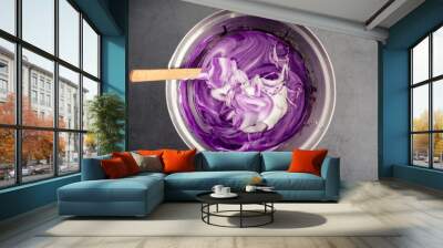 Mixing Meringue into Ube Cake Batter: Using a spatula to mix up cake batter made with purple sweet potatoes Wall mural