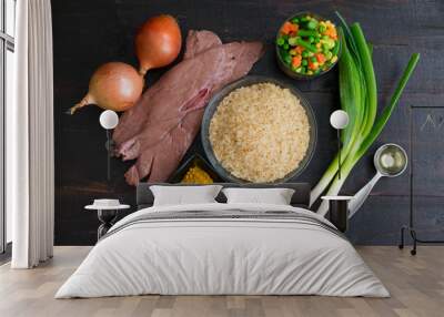 Nigerian Fried Rice Ingredients Wall mural