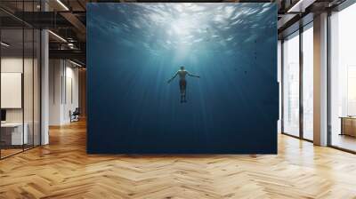 a man is diving Wall mural