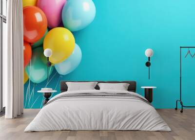 colorful balloons on a light blue background Wall mural