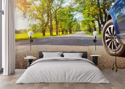 Car on asphalt road in summer Wall mural