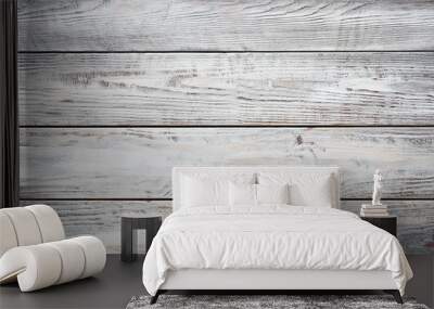 Gray wooden background with old painted boards Wall mural