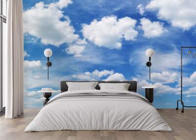 Panoramic view of the sky with beautiful cloudscape in sunny day. Wall mural