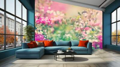 Rose flowers blooming outdoors with spring blossom Wall mural