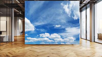 white fluffy clouds on blue sky in summer Wall mural