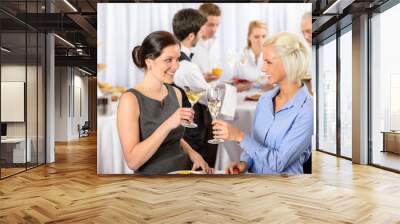 business meeting two women celebrate champagne Wall mural