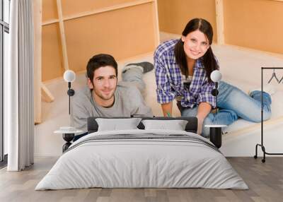 home improvement young couple work on renovations Wall mural