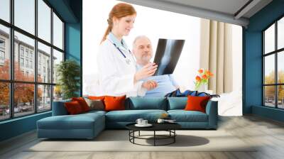 hospital - female doctor examine x-ray patient Wall mural