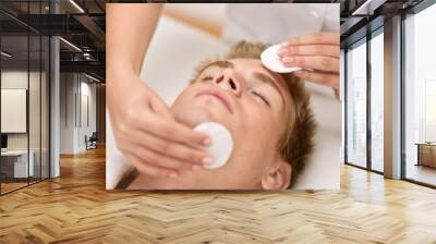 Male cosmetics - cleaning face treatment Wall mural