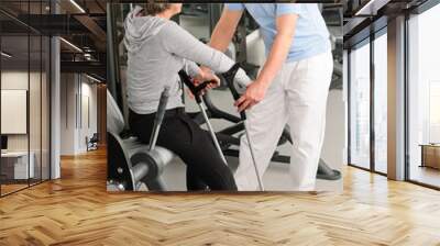 Senior woman with help of physiotherapist Wall mural