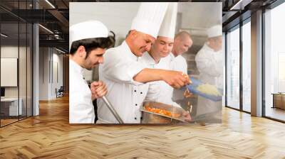 two professional chefs cooking in kitchen Wall mural