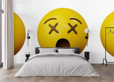 3d emoticon faint or dizzy emoji yellow ball emoticon creative user interface web design symbol Wall mural