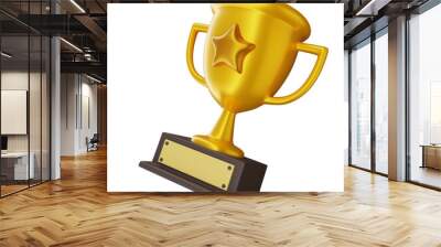 3d left tilted view rendering illustration gold trophy with stars and label coated in good for awarding design theme Wall mural