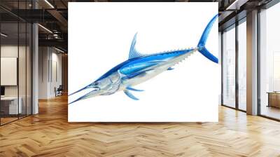 beautiful blue marlin side view full body isolated on white background Wall mural