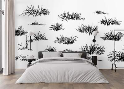 grass, hand drawn set. Wall mural