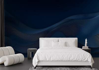 Blue abstract background with lines and waves. luxury business banner, Futuristic technology concept Wall mural