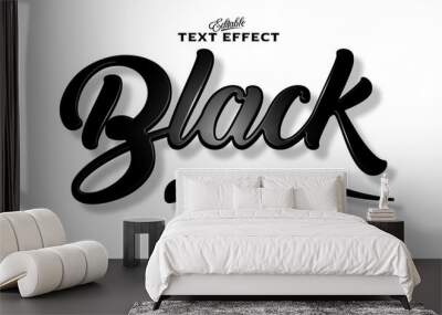 Black text effect editable plastic style text effect Wall mural