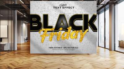 Editable gold style Black Friday text with glitter texture Wall mural