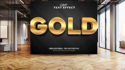 Editable text effect, Black background, Gold text Wall mural