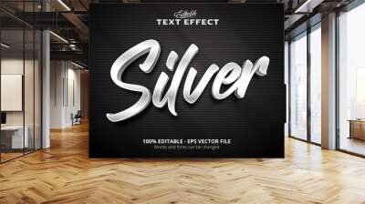 Editable text effect, Black background, Silver text Wall mural