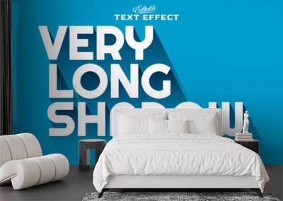 Editable text effect, blue background, Very Long Shadow text Wall mural