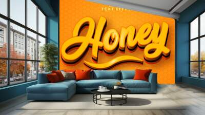 Editable text effect honey text Wall mural