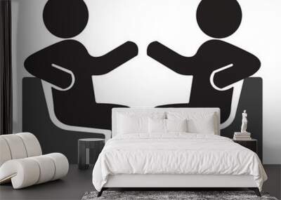 The sitting men are talking vector icon isolated Wall mural