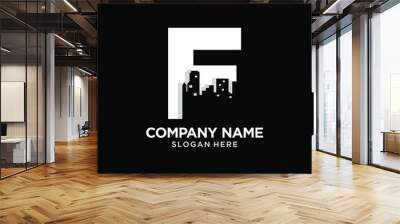 letter f city building logo design template inspiration, vector illustration. Wall mural