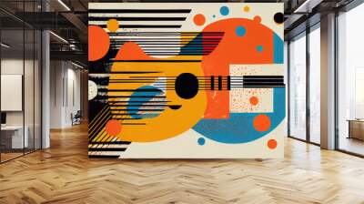 Abstract colorful guitar picture. Digital illustration. Ready to poster usage Wall mural