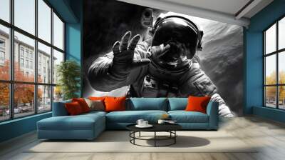 Astronaut in outer space over the planet Wall mural