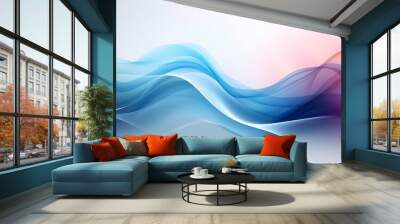 Curved wave in motion. Blue purple wallpaper background Wall mural