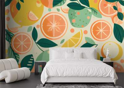 Doodle orange elements. Hand drawn pattern illustrations Wall mural