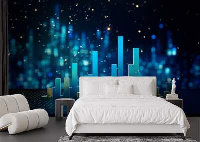 Financial stock market graph on technology abstract background Wall mural