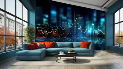 Financial stock market graph on technology abstract background Wall mural