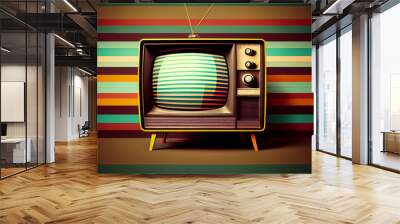 Hand-drawn comic retro TV set. Colorful background in art retro-futuristic style Wall mural