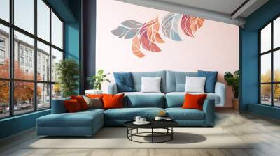 Interior view of an apartment, sitting room with sofa and mural Wall mural