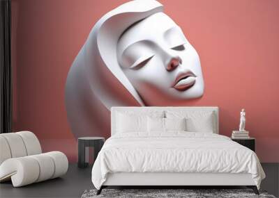 Sculpture of face of abstract woman Wall mural